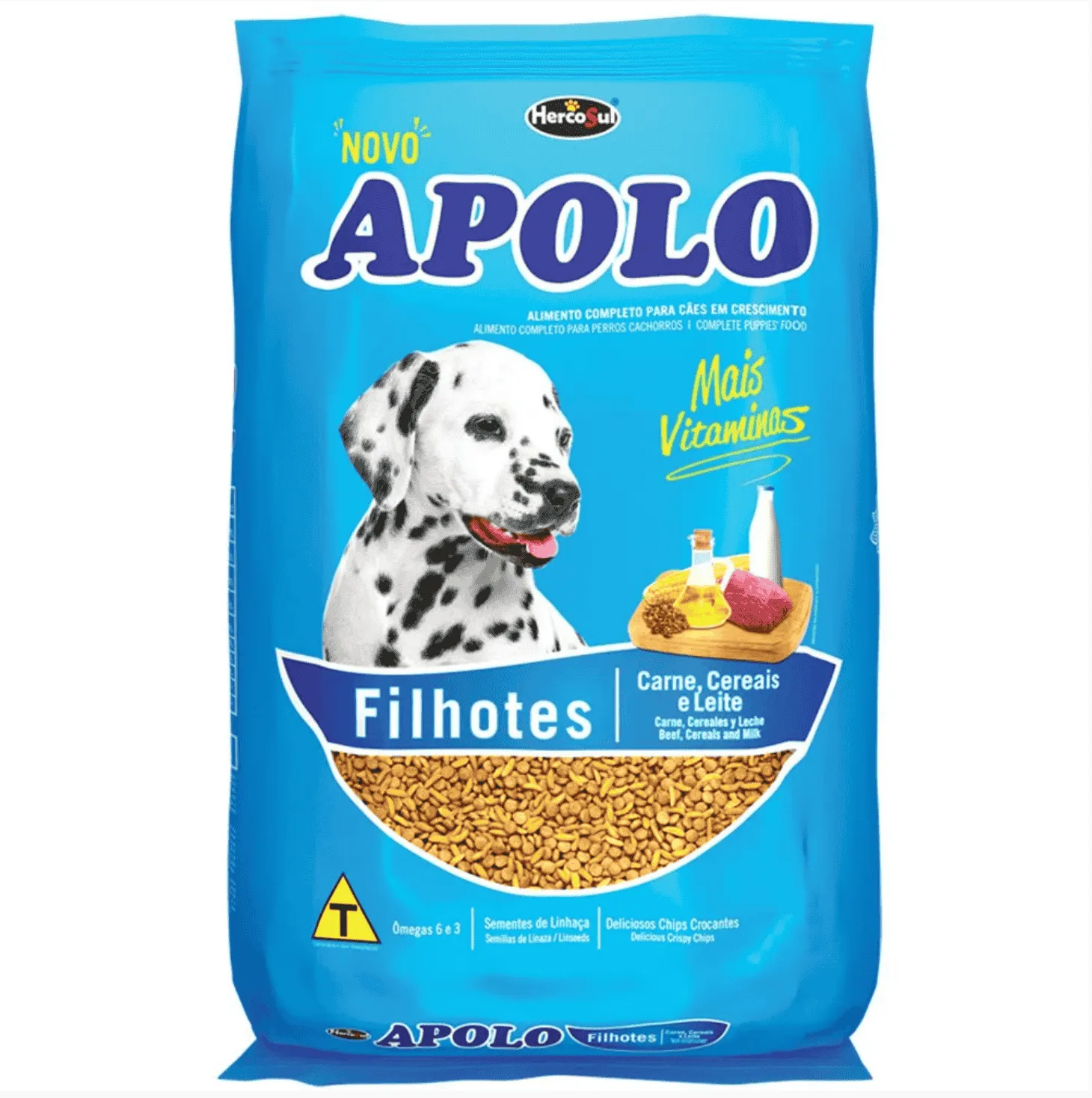 Racao Apolo Filhotes Caes Carne, Cereais e Leite 20kg