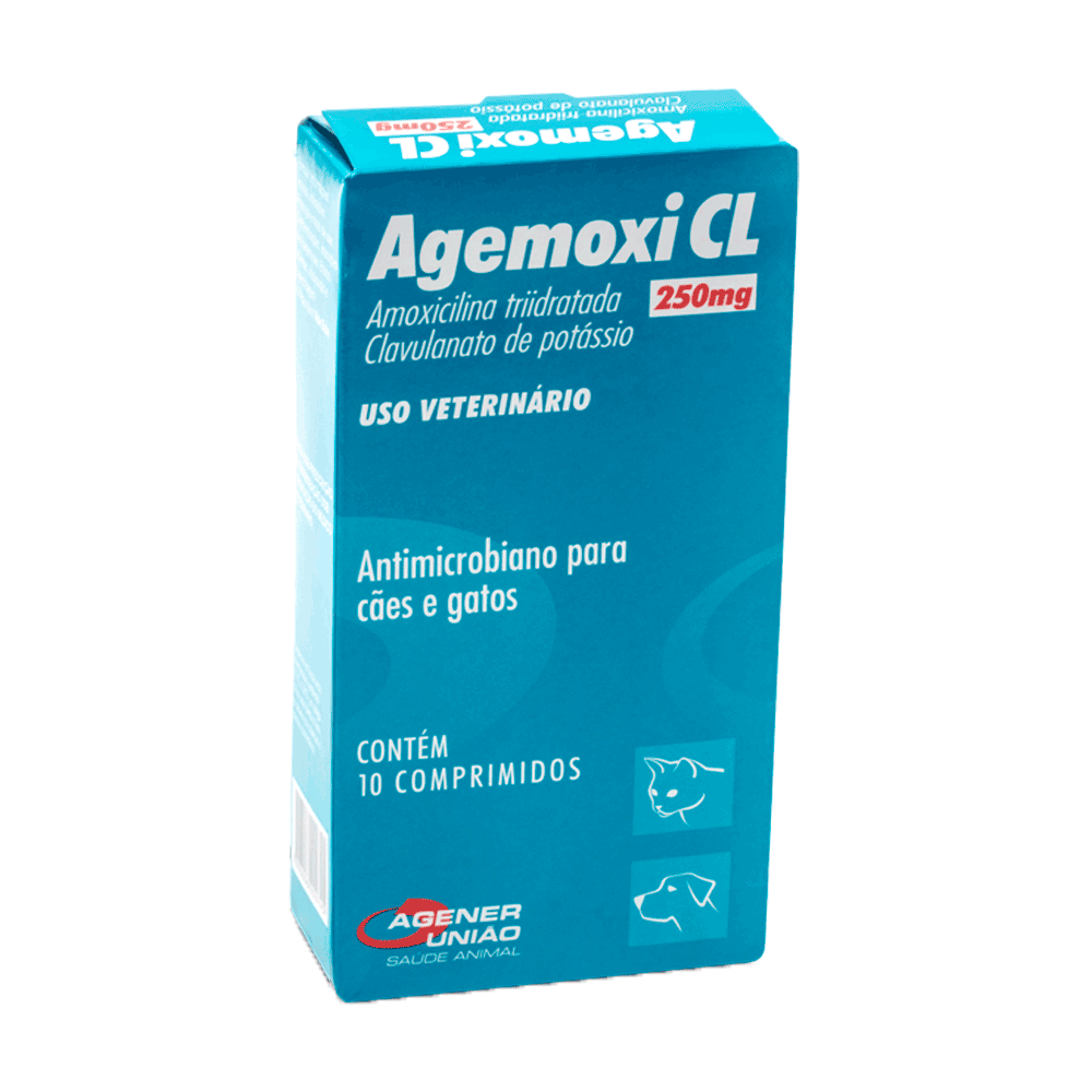 Antimicrobiano Agemoxi CL 250mg Cães e Gatos 10 comprimidos