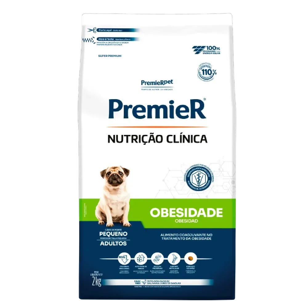 Ração Premier Nutrição Clínica Obesidade Cães Adultos Pequeno Porte 2kg