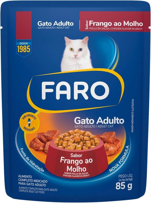 Ração Úmida Faro Frango ao Molho para Gatos Adultos Sachê 85g