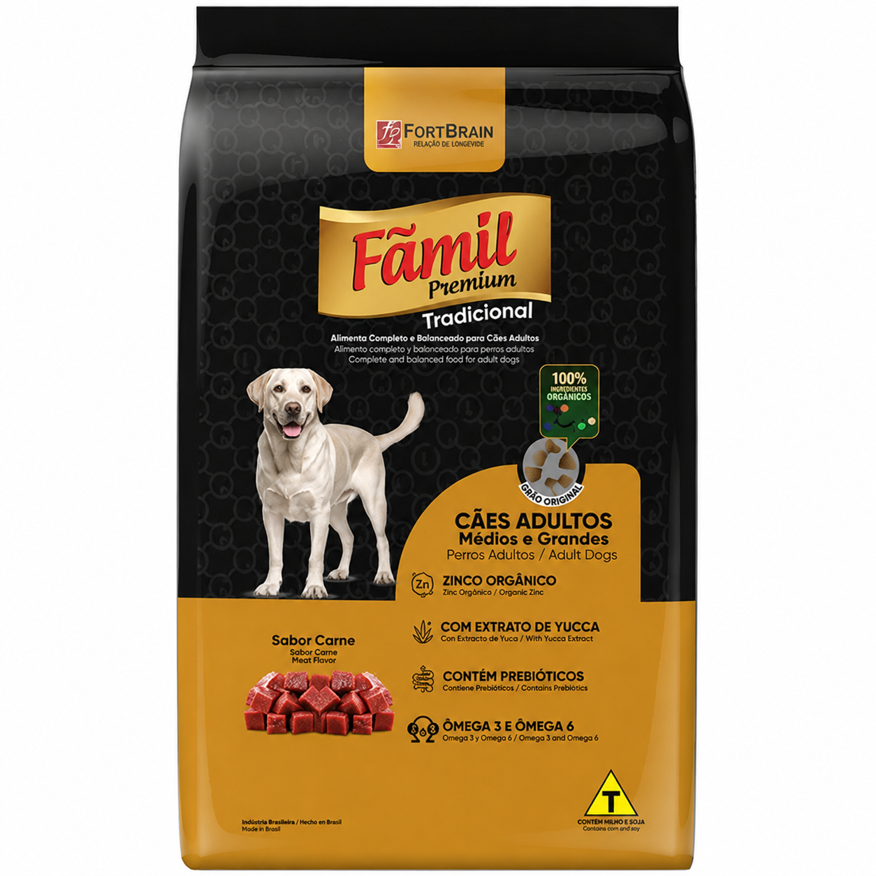 Ração Fãmil Tradicional Cães Adultos Carne 15kg